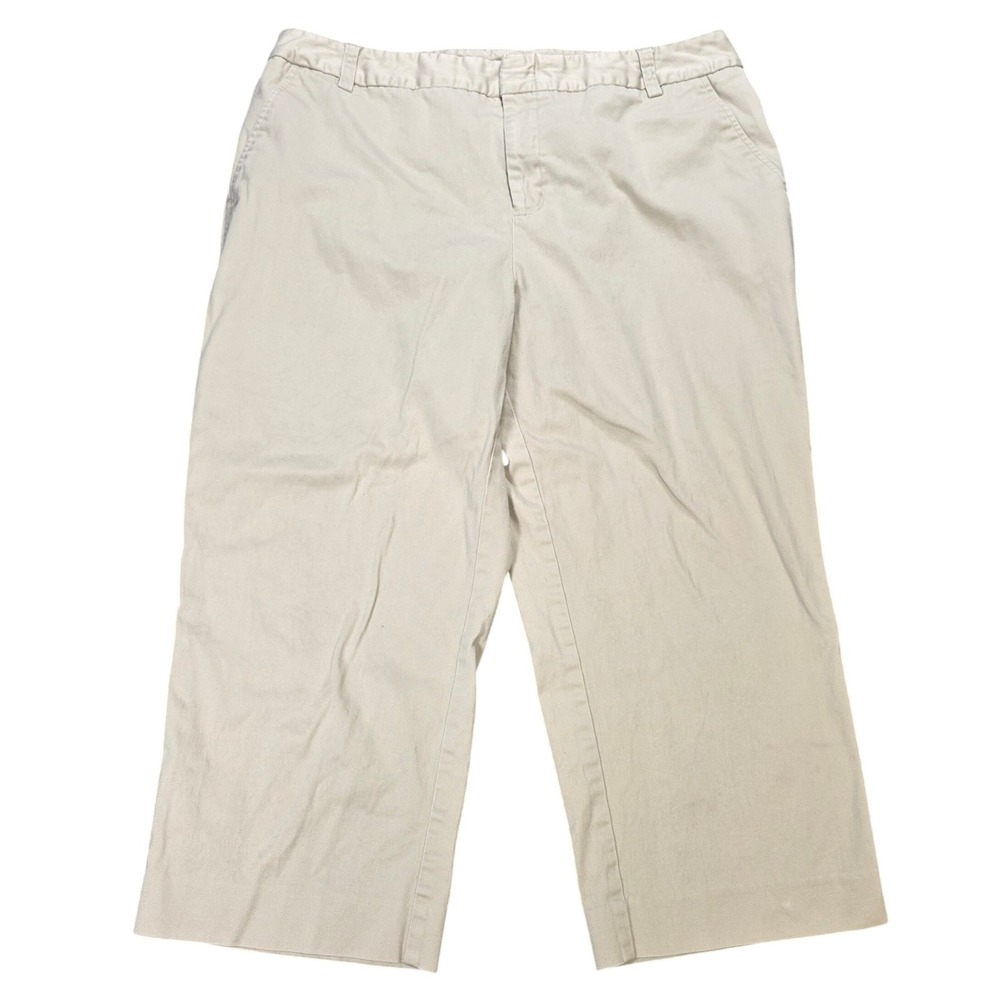 Cato Womens Khaki Capri Pants Women's Size 14 Beige Cotton Blend Button Zip Fly